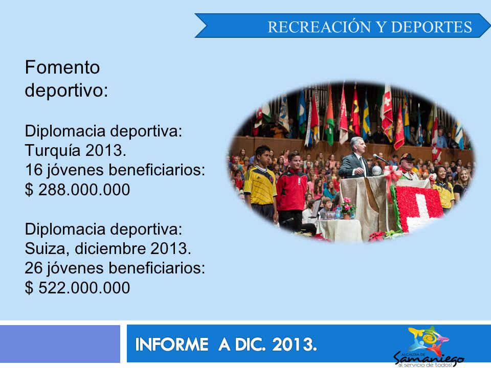 Fomento deportivo: INFORME A DIC RECREACIÓN Y DEPORTES