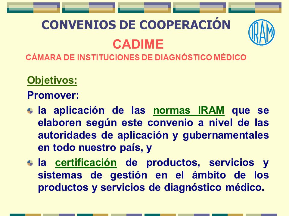 CONVENIOS DE COOPERACIÓN CADIME CÁMARA DE INSTITUCIONES DE DIAGNÓSTICO MÉDICO