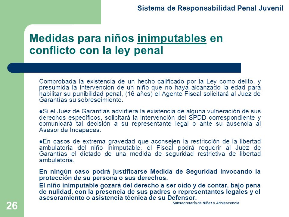 Medidas para niños inimputables en conflicto con la ley penal