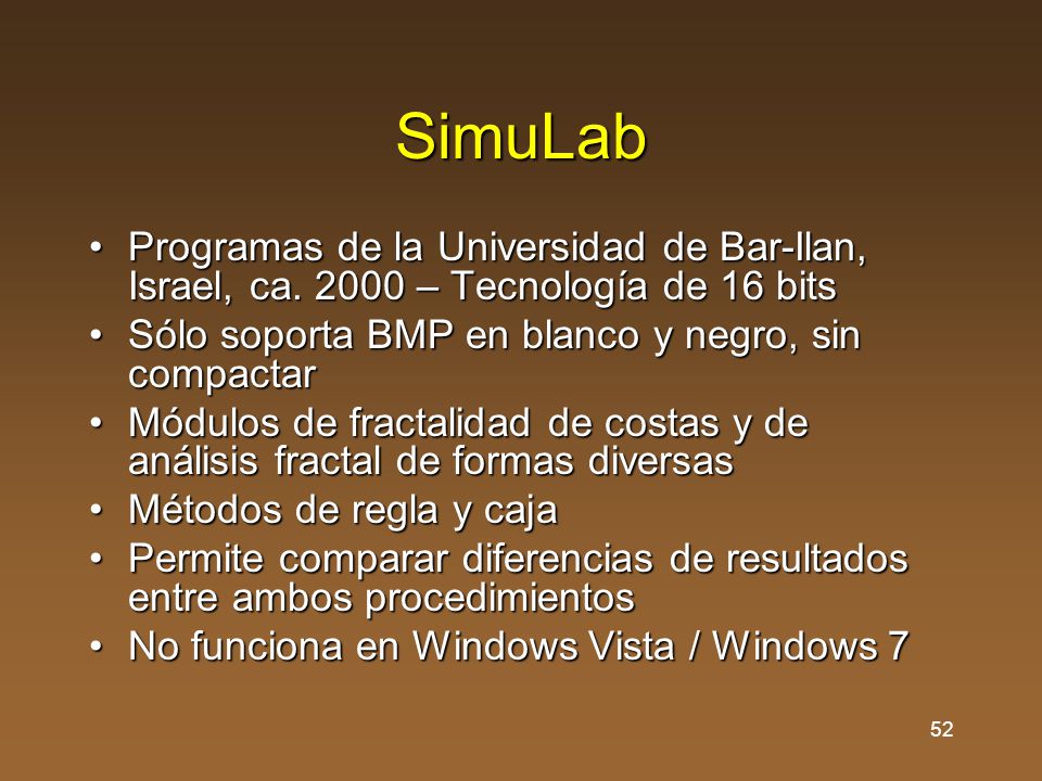 SimuLab Programas de la Universidad de Bar-Ilan, Israel, ca – Tecnología de 16 bits. Sólo soporta BMP en blanco y negro, sin compactar.