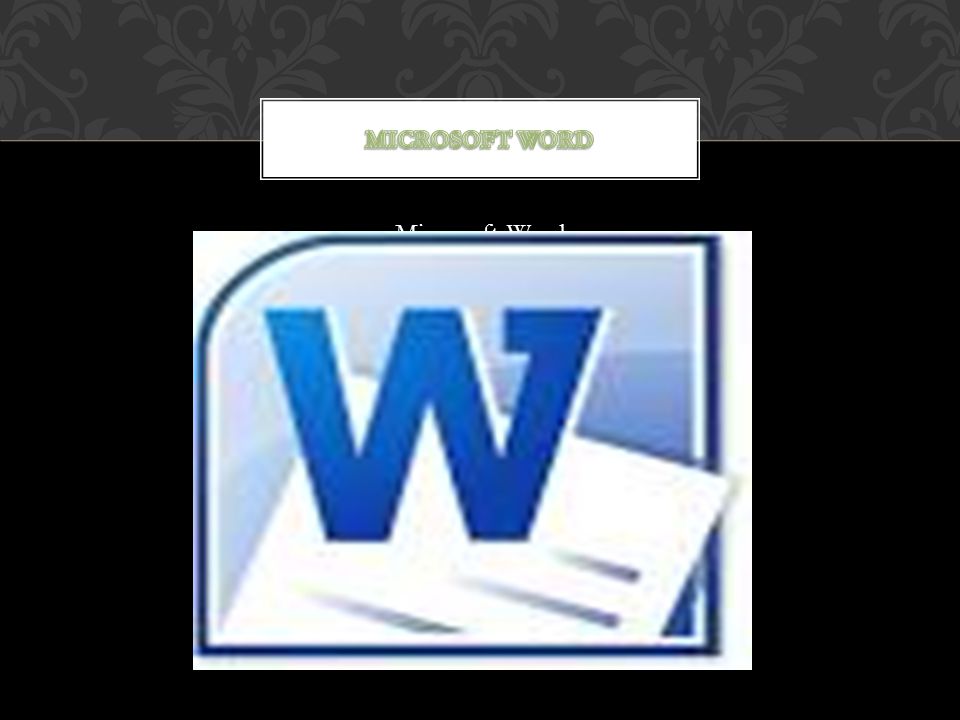 MICROSOFT WORD Microsoft Word