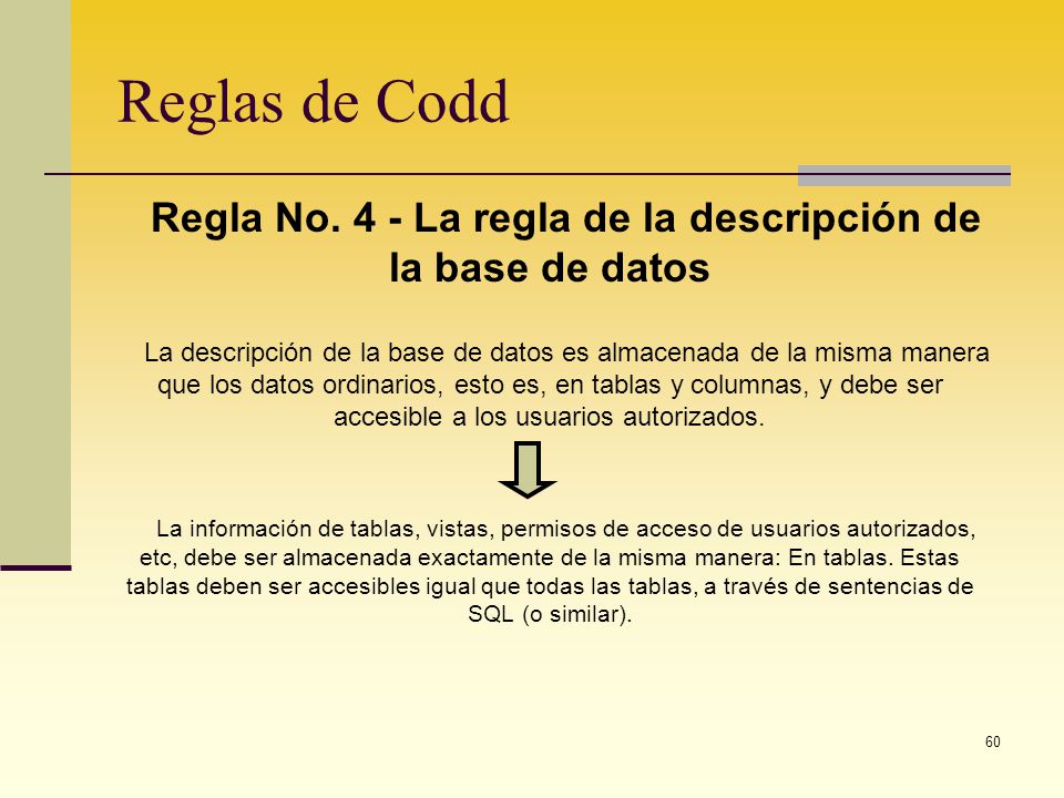 Regla No. 4 - La regla de la descripción de la base de datos