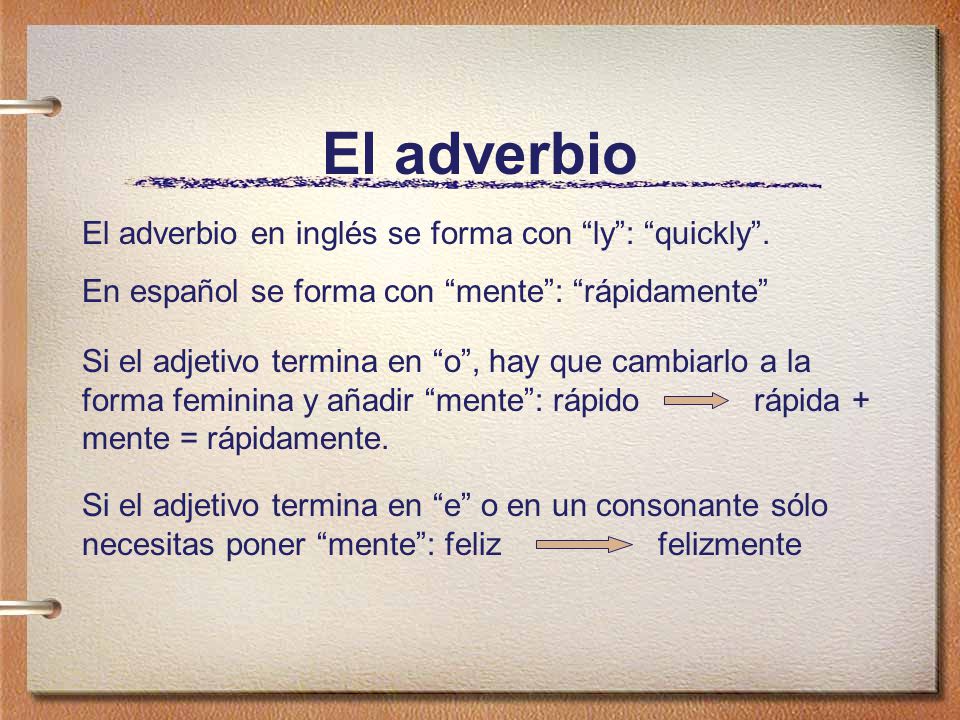 El adverbio El adverbio en inglés se forma con ly : quickly .