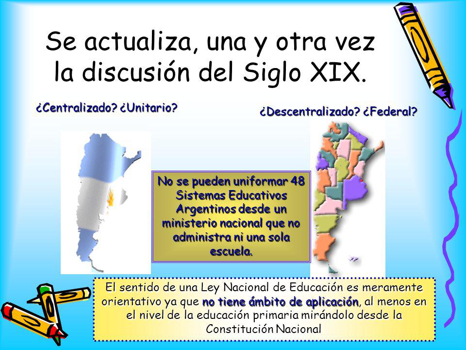 Se actualiza, una y otra vez la discusión del Siglo XIX.