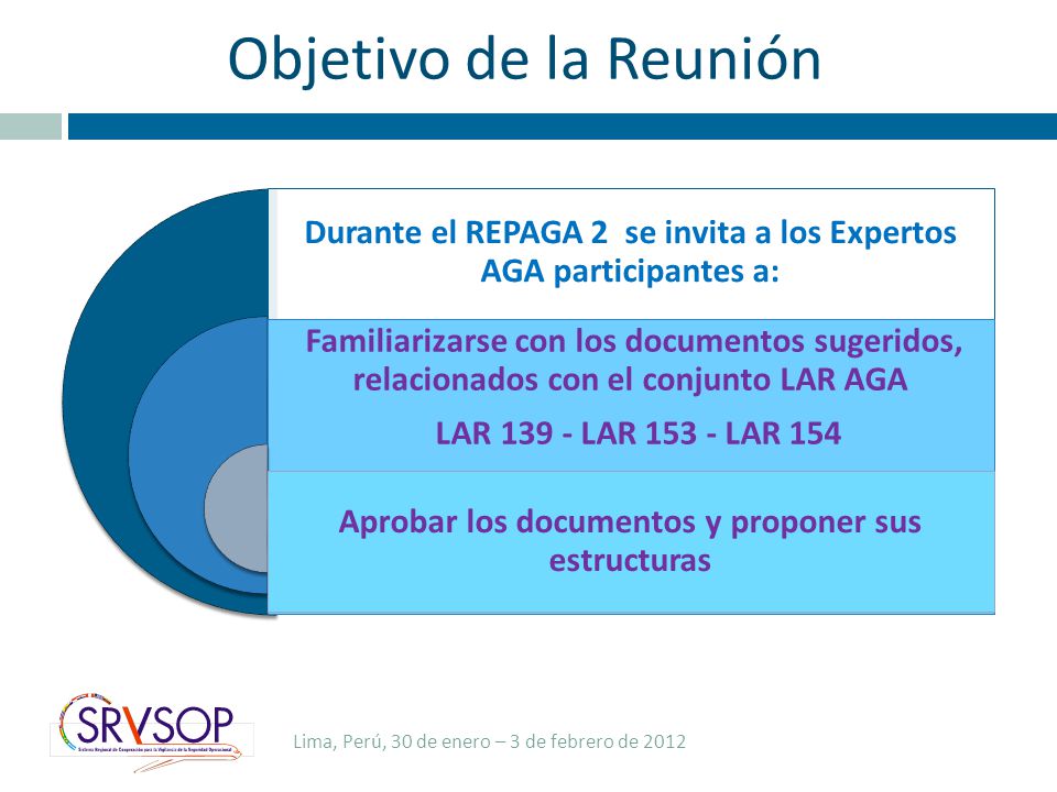 02/04/2017 Objetivo de la Reunión. Durante el REPAGA 2 se invita a los Expertos AGA participantes a: