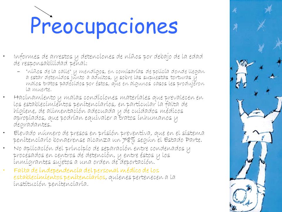 Preocupaciones Informes de arrestos y detenciones de niños por debajo de la edad de responsabilidad penal: