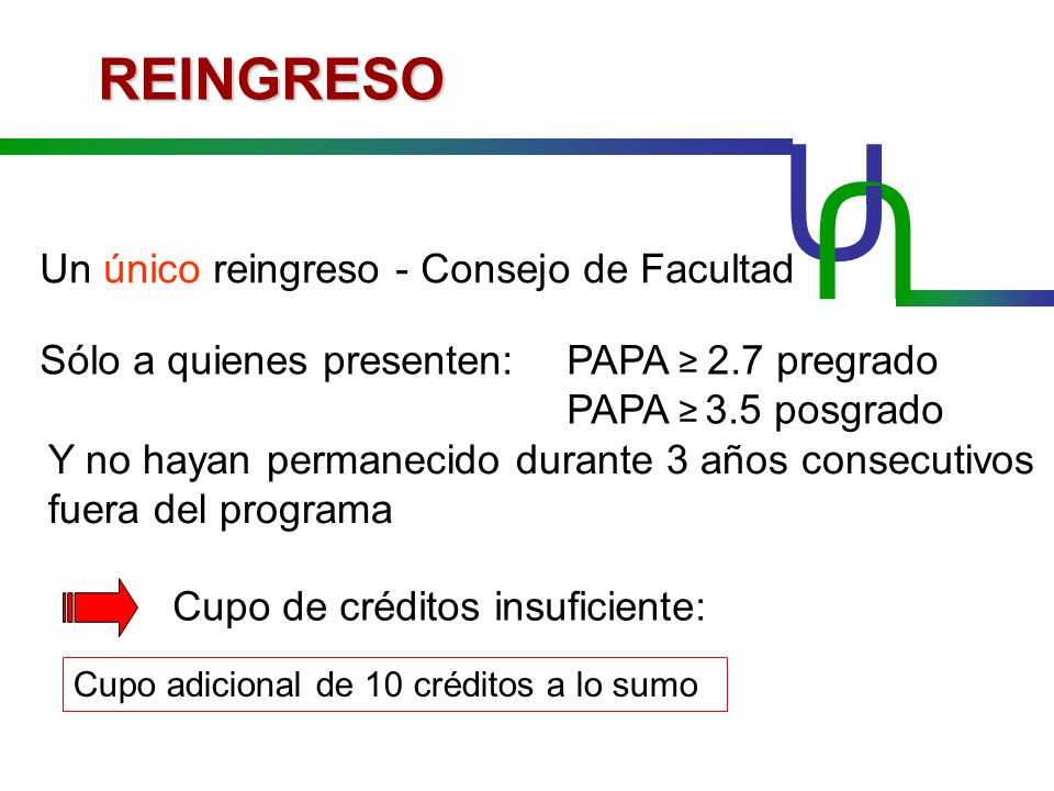 U U REINGRESO Un único reingreso - Consejo de Facultad