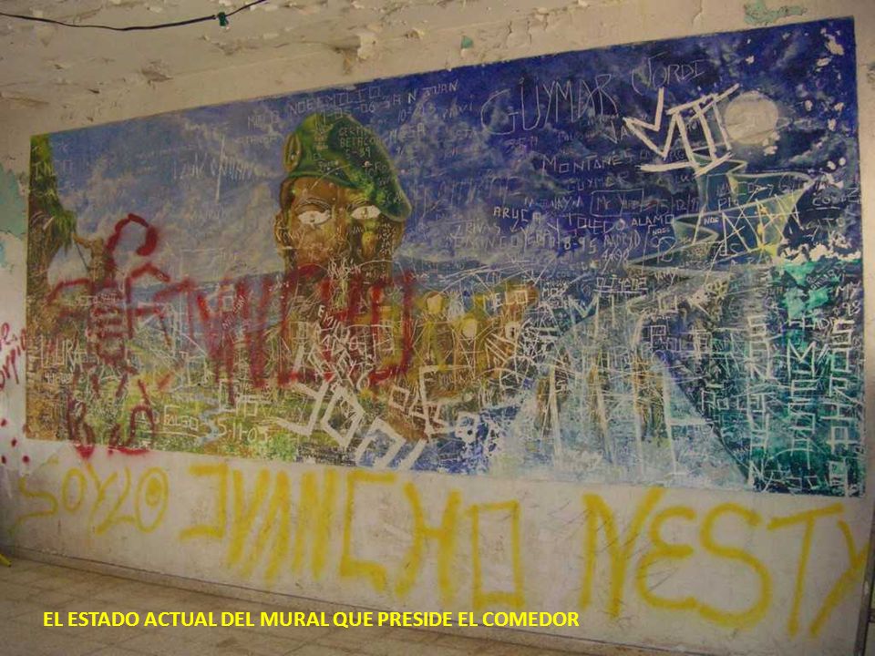 LA EL ESTADO ACTUAL DEL MURAL QUE PRESIDE EL COMEDOR
