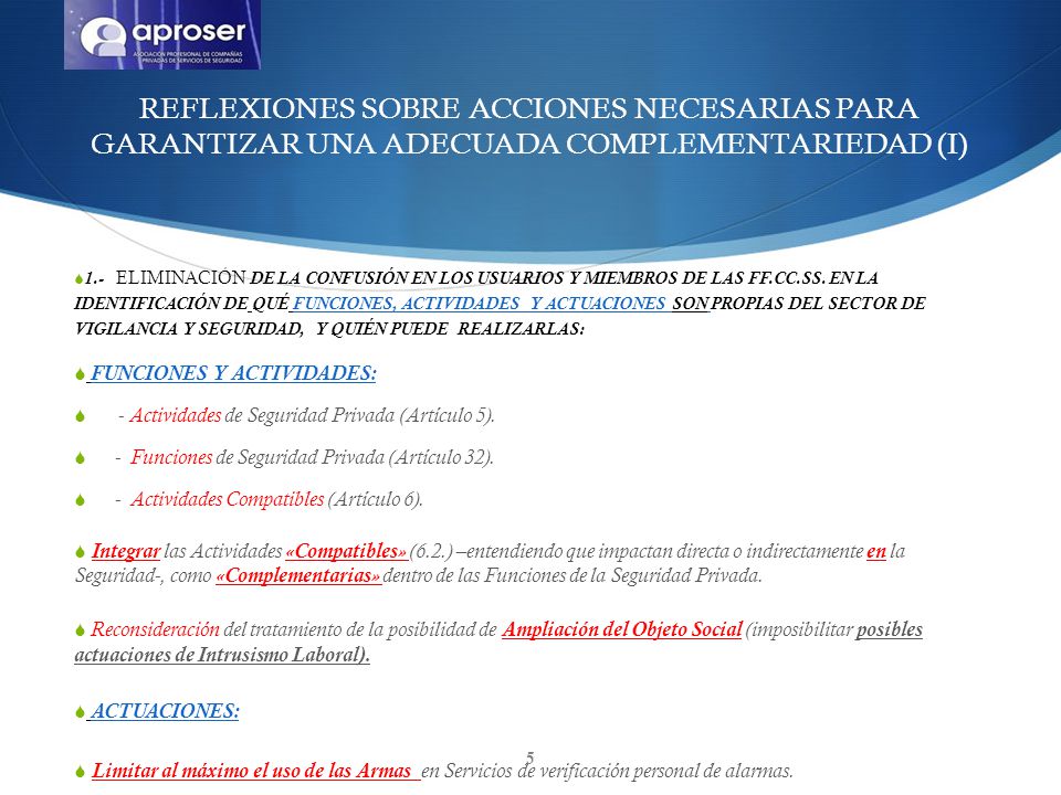 REFLEXIONES SOBRE ACCIONES NECESARIAS PARA GARANTIZAR UNA ADECUADA COMPLEMENTARIEDAD (I)