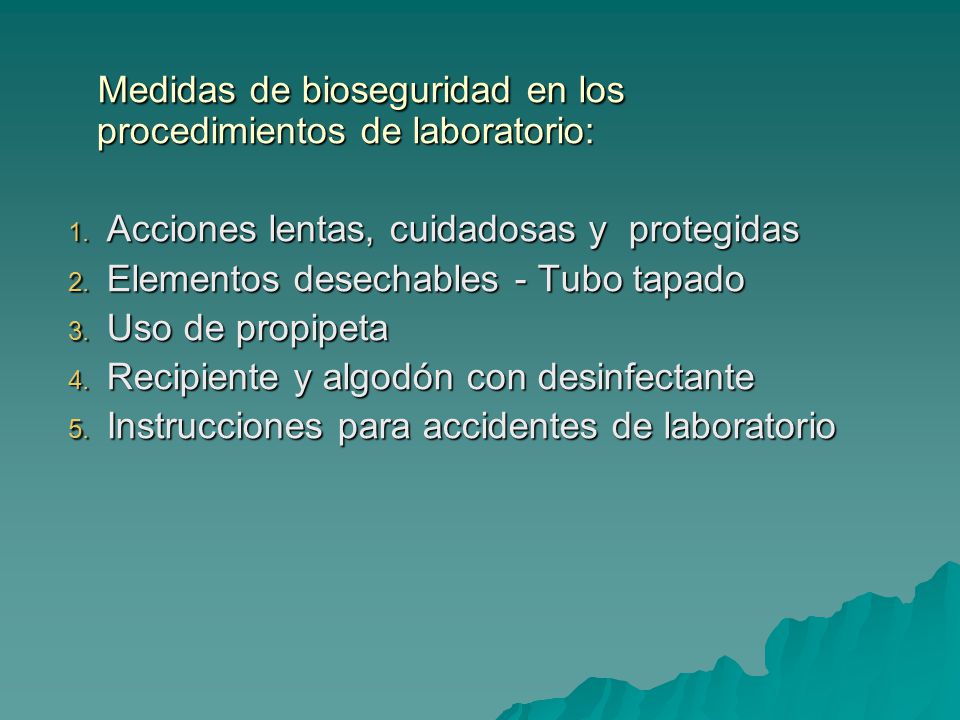 Medidas de bioseguridad en los procedimientos de laboratorio: