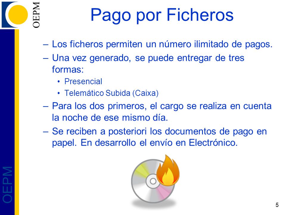 Pago por Ficheros Los ficheros permiten un número ilimitado de pagos.