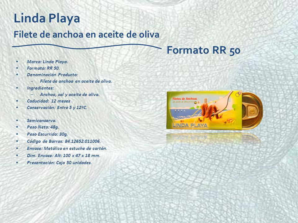 Linda Playa Filete de anchoa en aceite de oliva Formato RR 50