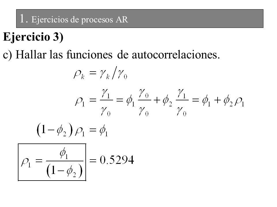 Ejercicio 3) c) Hallar las funciones de autocorrelaciones.