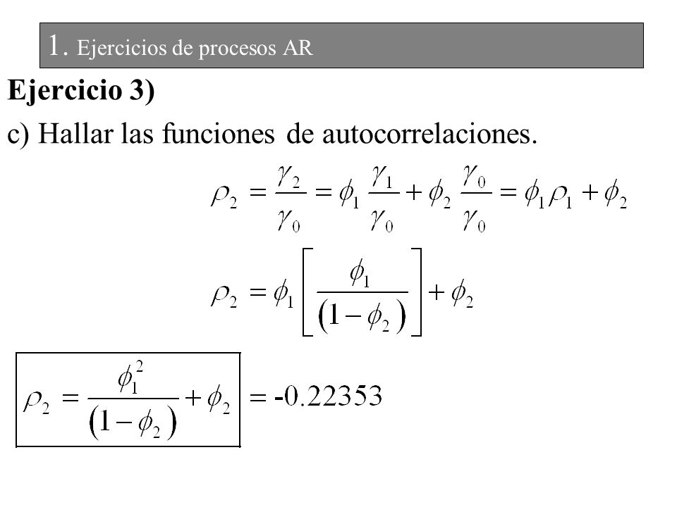 Ejercicio 3) c) Hallar las funciones de autocorrelaciones.