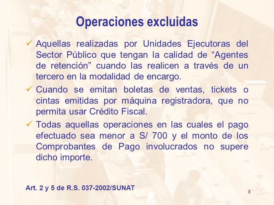 Operaciones excluidas