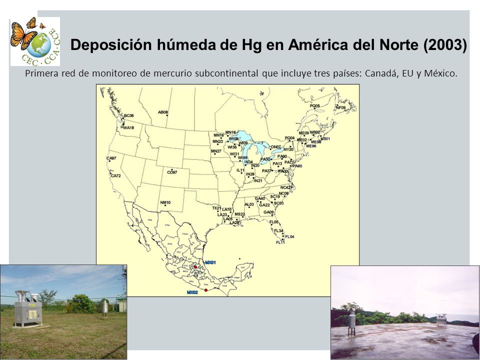 Deposición húmeda de Hg en América del Norte (2003)