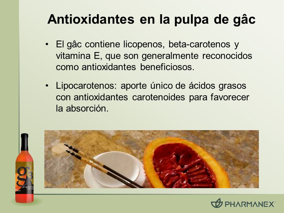 Antioxidantes en la pulpa de gâc