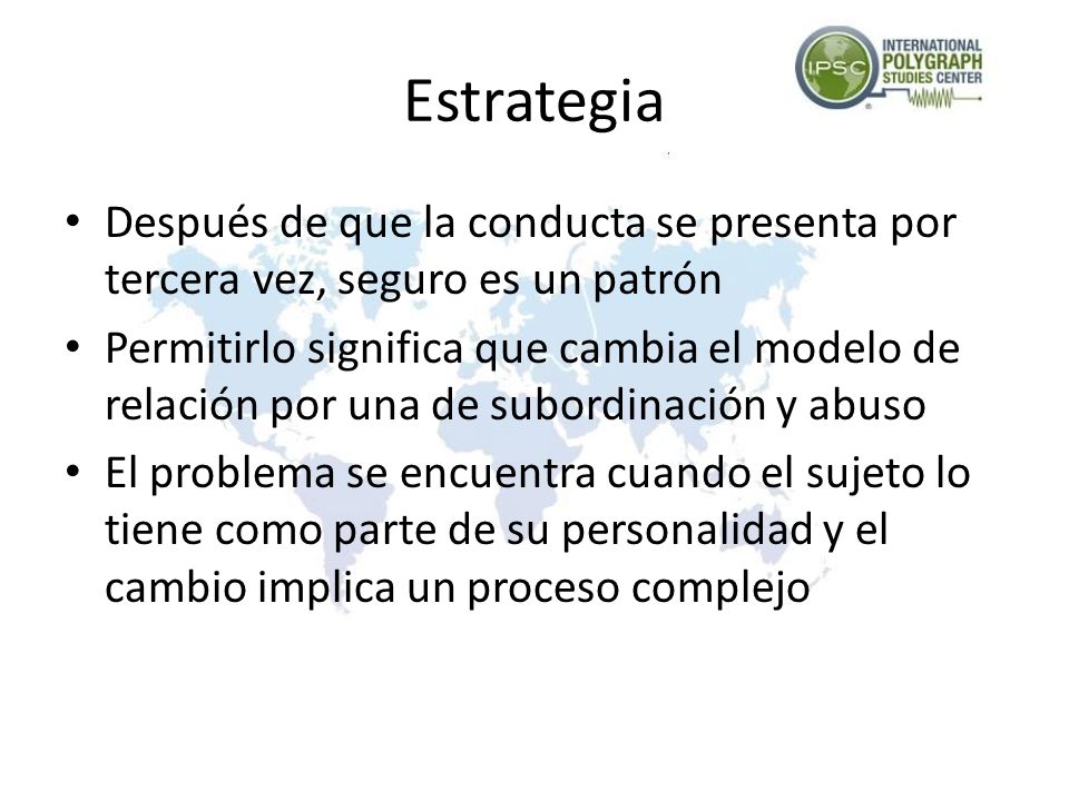 Estrategia Después de que la conducta se presenta por tercera vez, seguro es un patrón.