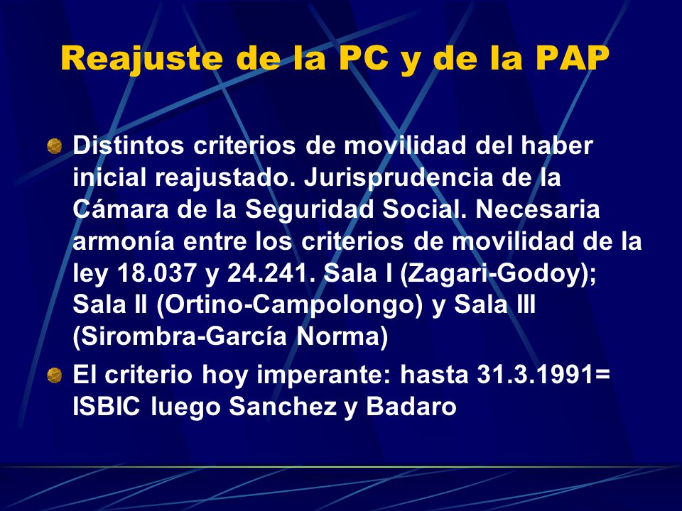 Reajuste de la PC y de la PAP