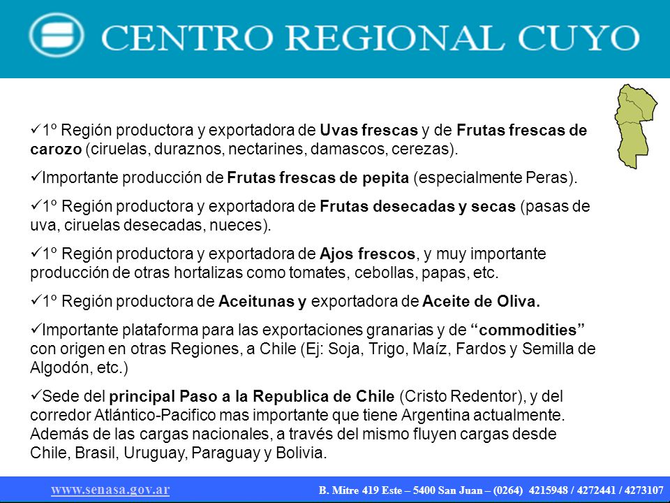 1º Región productora de Aceitunas y exportadora de Aceite de Oliva.