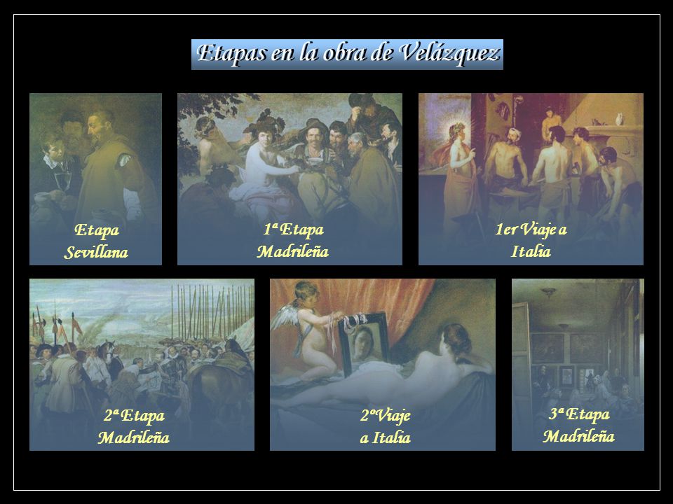 Etapas en la obra de Velázquez Etapas en la obra de Velázquez