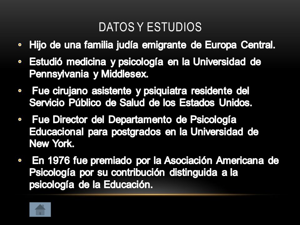 Datos y estudios Hijo de una familia judía emigrante de Europa Central.