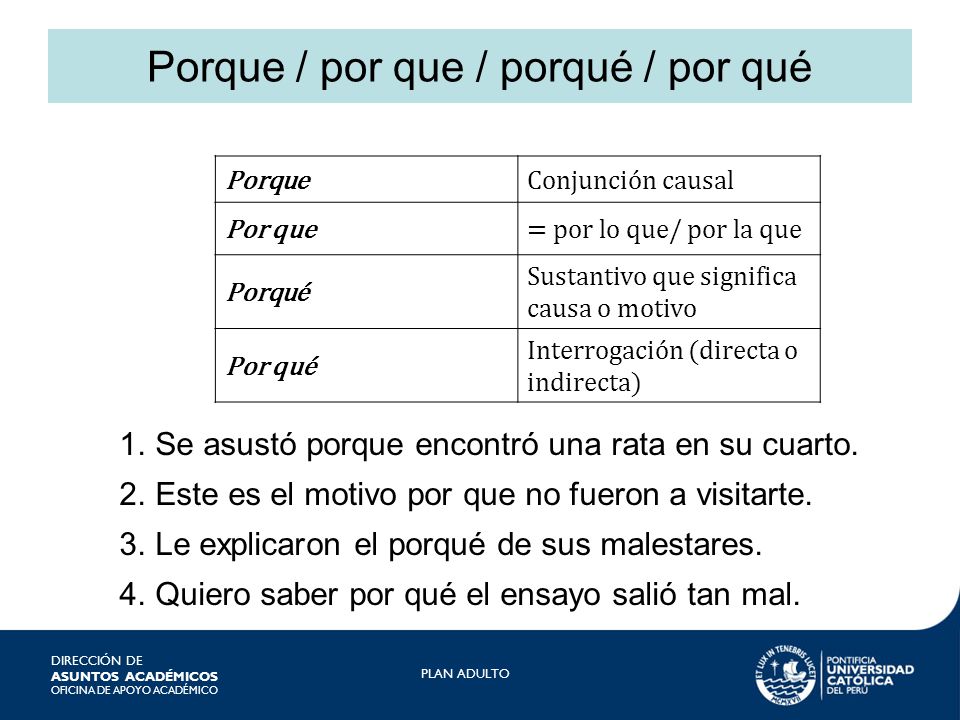 Porque / por que / porqué / por qué