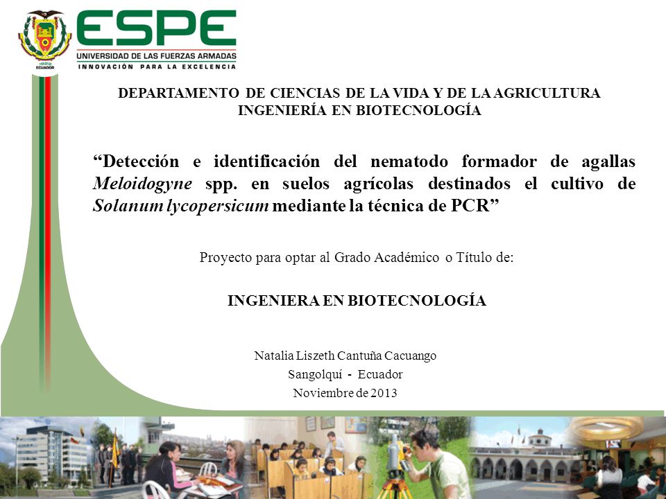 DEPARTAMENTO DE CIENCIAS DE LA VIDA Y DE LA AGRICULTURA