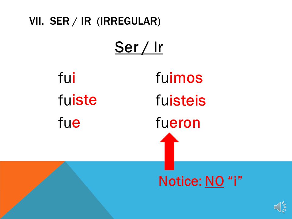 VII. Ser / Ir (Irregular)