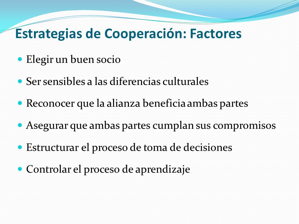 Estrategias de Cooperación: Factores