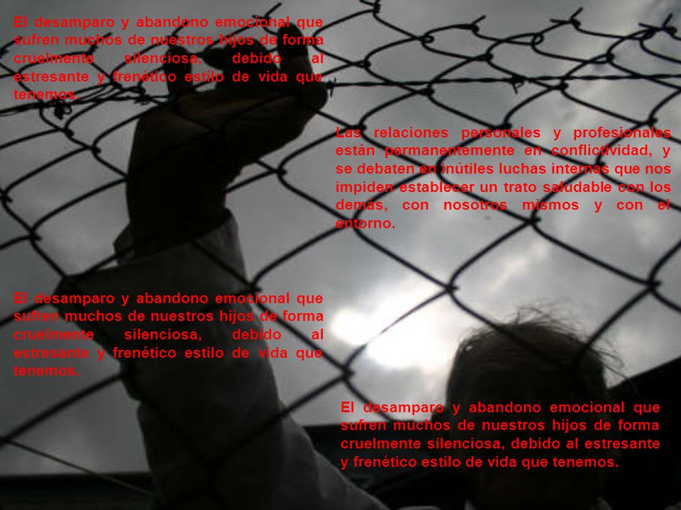 El desamparo y abandono emocional que sufren muchos de nuestros hijos de forma cruelmente silenciosa, debido al estresante y frenético estilo de vida que tenemos.