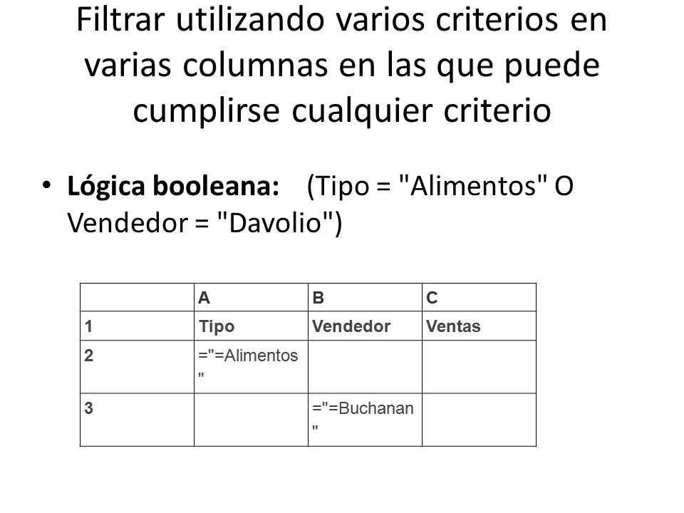 Filtrar utilizando varios criterios en varias columnas en las que puede cumplirse cualquier criterio