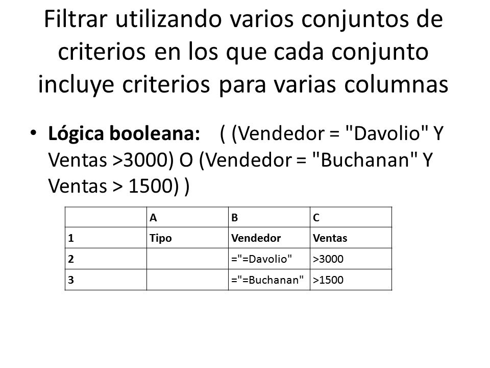 Filtrar utilizando varios conjuntos de criterios en los que cada conjunto incluye criterios para varias columnas