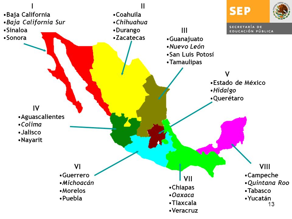 I II III V IV VII VIII VI Baja California Baja California Sur Sinaloa
