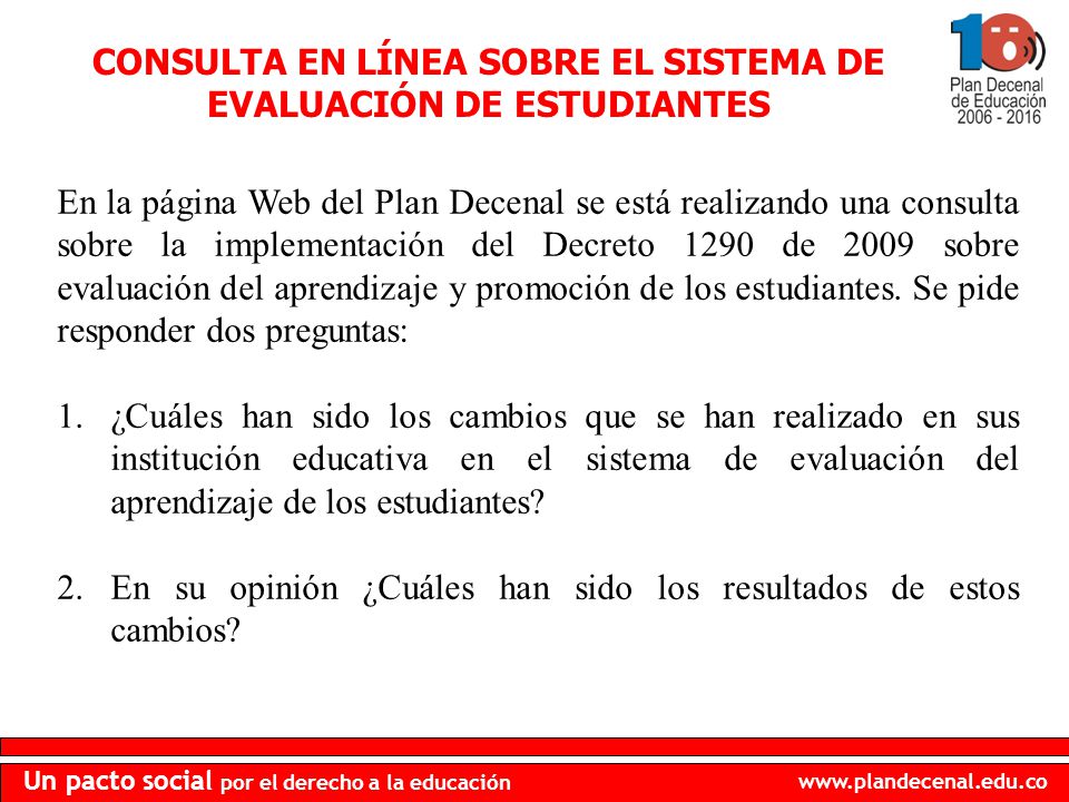 CONSULTA EN LÍNEA SOBRE EL SISTEMA DE EVALUACIÓN DE ESTUDIANTES