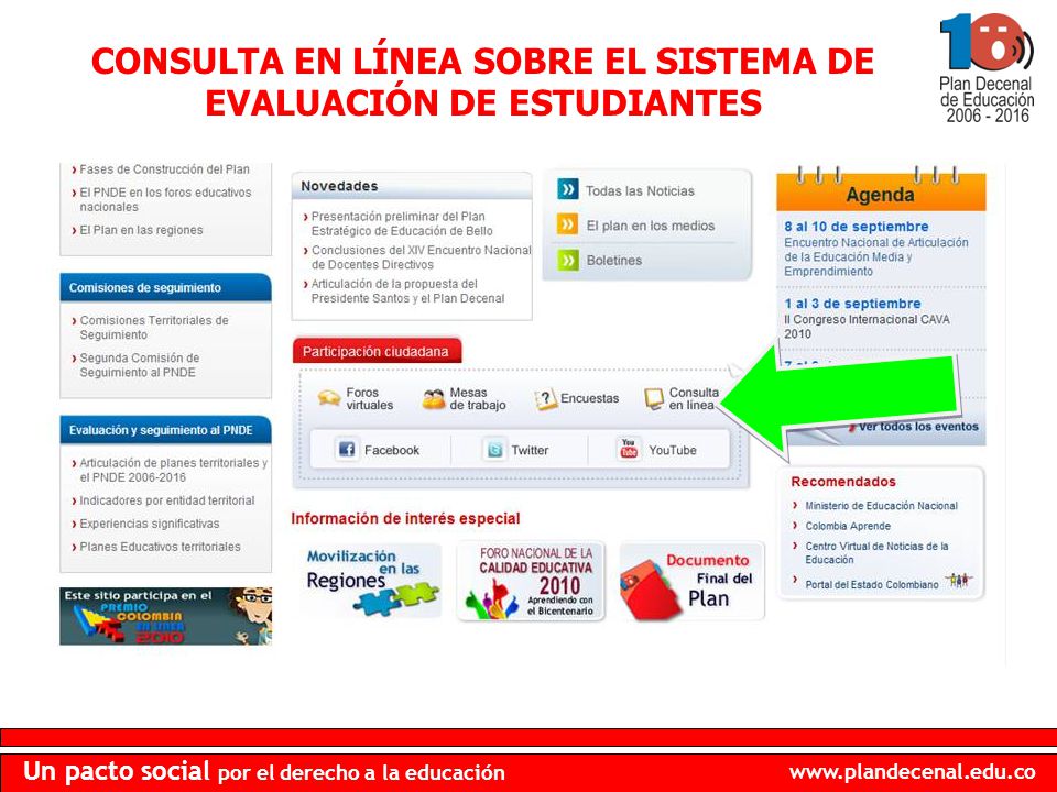 CONSULTA EN LÍNEA SOBRE EL SISTEMA DE EVALUACIÓN DE ESTUDIANTES