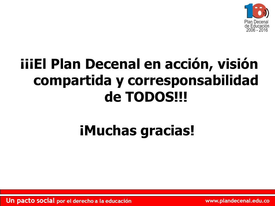 ¡¡¡El Plan Decenal en acción, visión compartida y corresponsabilidad de TODOS!!!