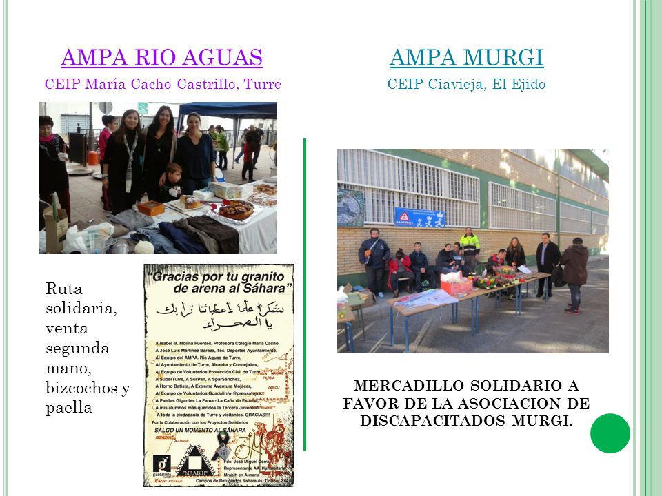 MERCADILLO SOLIDARIO A FAVOR DE LA ASOCIACION DE DISCAPACITADOS MURGI.