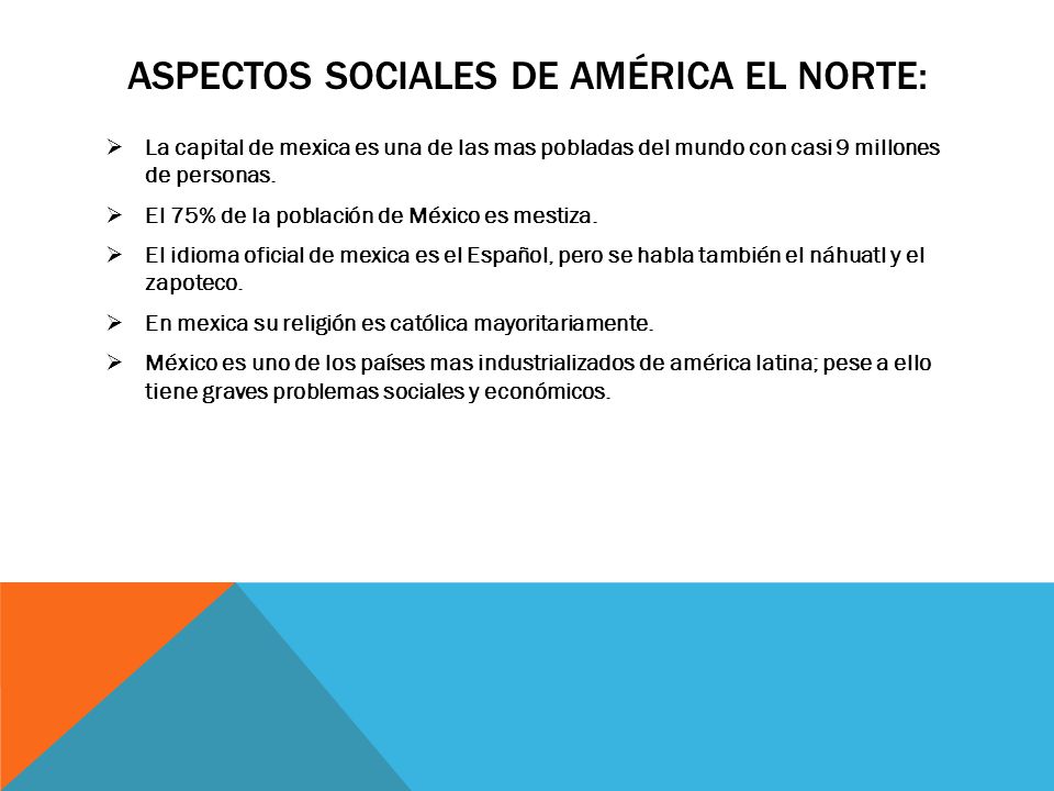 Aspectos sociales de américa el norte: