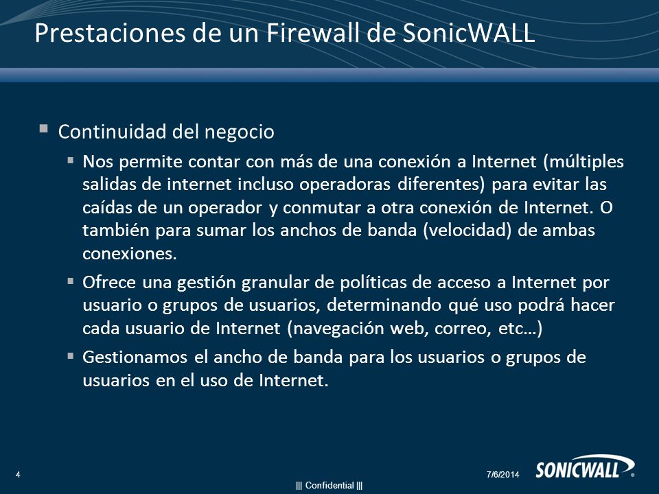Prestaciones de un Firewall de SonicWALL
