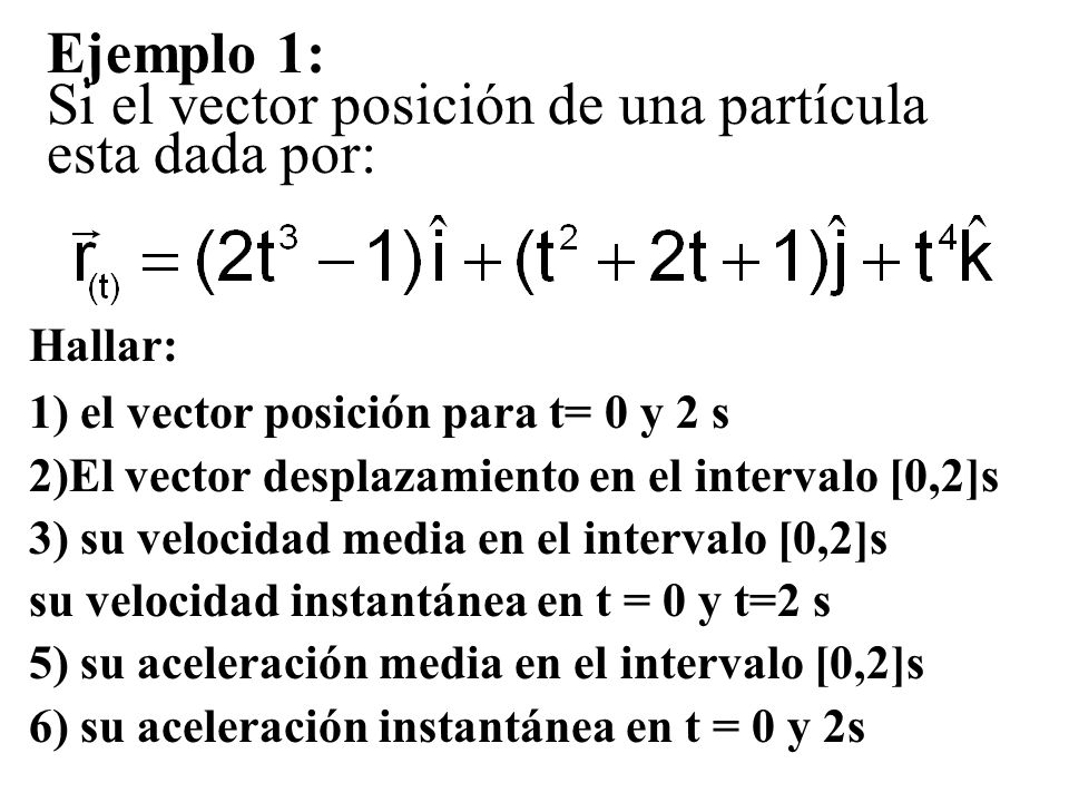 Si el vector posición de una partícula esta dada por: