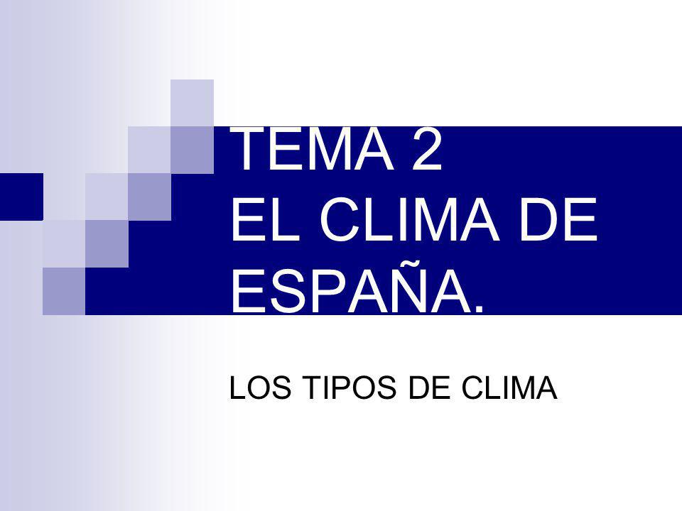 TEMA 2 EL CLIMA DE ESPAÑA. LOS TIPOS DE CLIMA