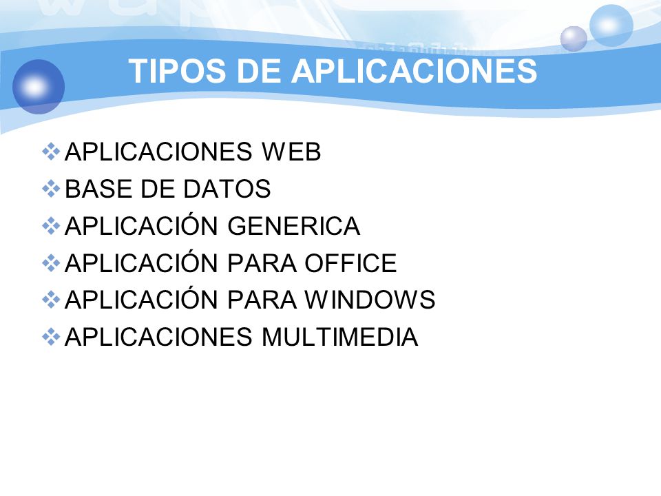 TIPOS DE APLICACIONES APLICACIONES WEB BASE DE DATOS