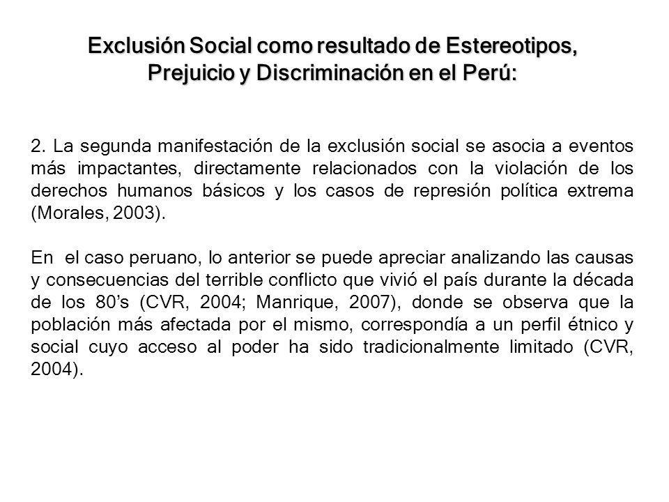 Exclusión Social como resultado de Estereotipos, Prejuicio y Discriminación en el Perú: