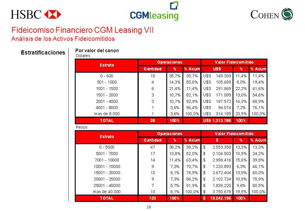 Fideicomiso Financiero CGM Leasing VII Análisis de los Activos Fideicomitidos