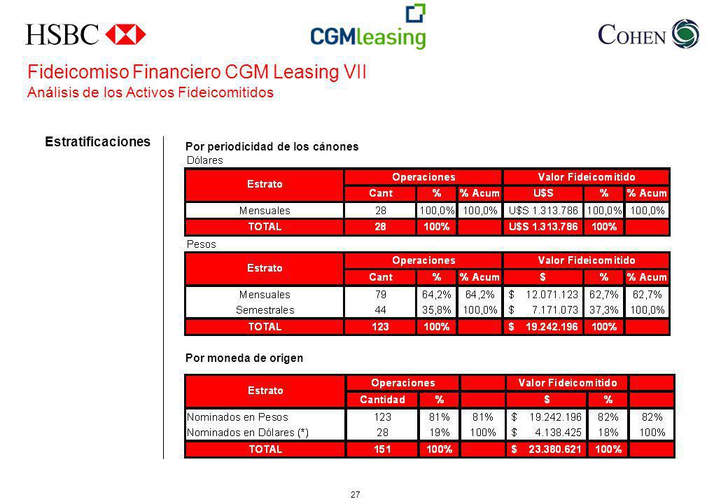 Fideicomiso Financiero CGM Leasing VII Análisis de los Activos Fideicomitidos