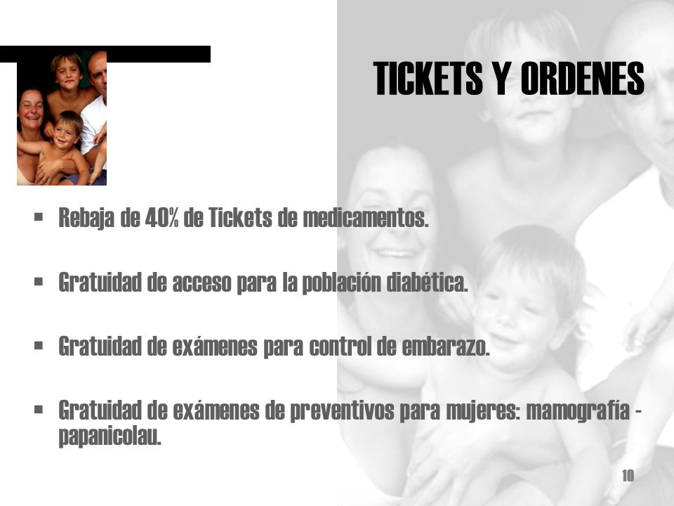 TICKETS Y ORDENES Rebaja de 40% de Tickets de medicamentos.