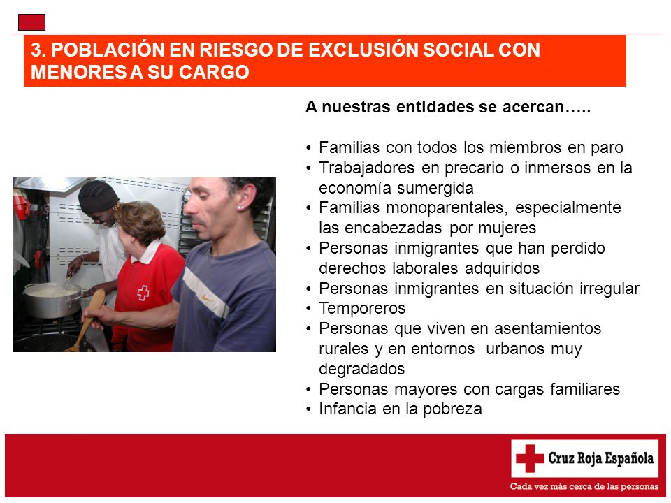 3. POBLACIÓN EN RIESGO DE EXCLUSIÓN SOCIAL CON MENORES A SU CARGO