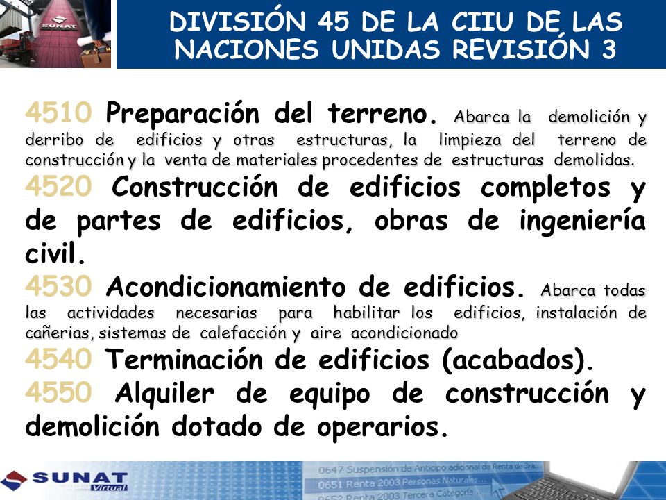 DIVISIÓN 45 DE LA CIIU DE LAS NACIONES UNIDAS REVISIÓN 3