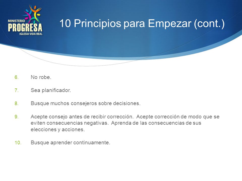 10 Principios para Empezar (cont.)
